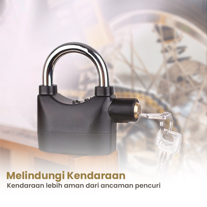 Gembok Alarm Anti Maling Lock / Pengunci Mobil Motor GS-2 Gembok Ring Panjang Pendek Gembok Anti Maling Worldhome66