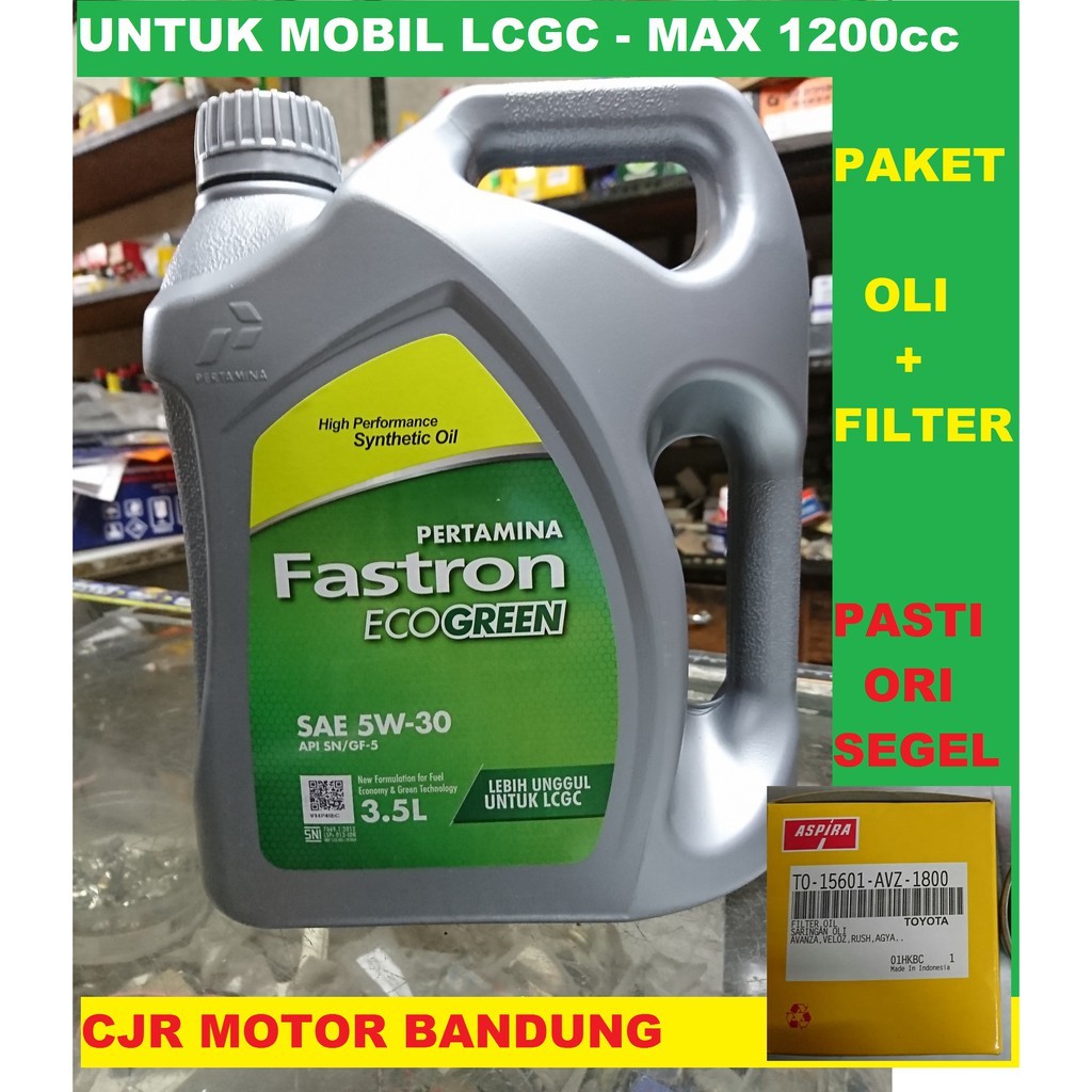 PAKET OLI + FILTER Pertamina FASTRON TECHNO ECO SAE 5W 30 Mobil LCGC Ayla Agya Calya Sigra Brio