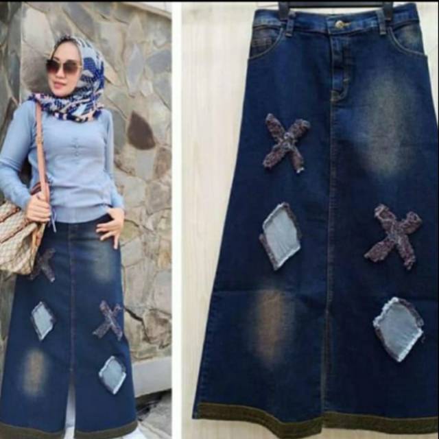 Rok jeans panjang//rok jeans x//rok jeans strect-1