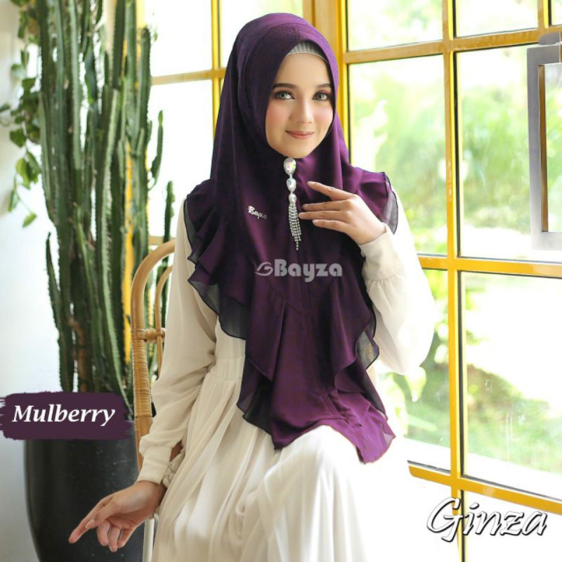 Jilbab Khimar Ginza ORIGINAL Bayza Hijab Sayra Group-Mulberry