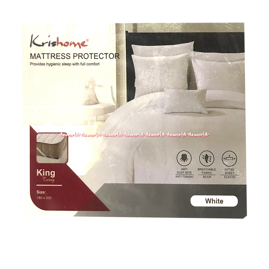 Krishome Mattress Protector King Terry 180x200cm Alas Kasur Besar Pelindung Kasur