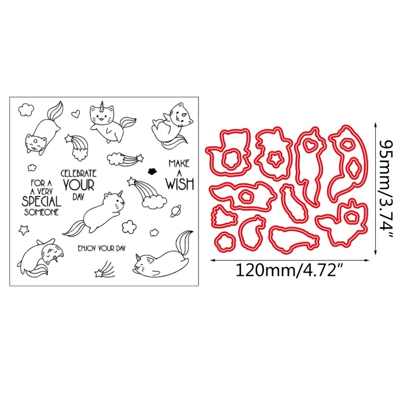 Stempel Emboss Die Cut Bahan Silikon Desain Kucing Untuk Scrapbook / Jurnal / Agenda DIY