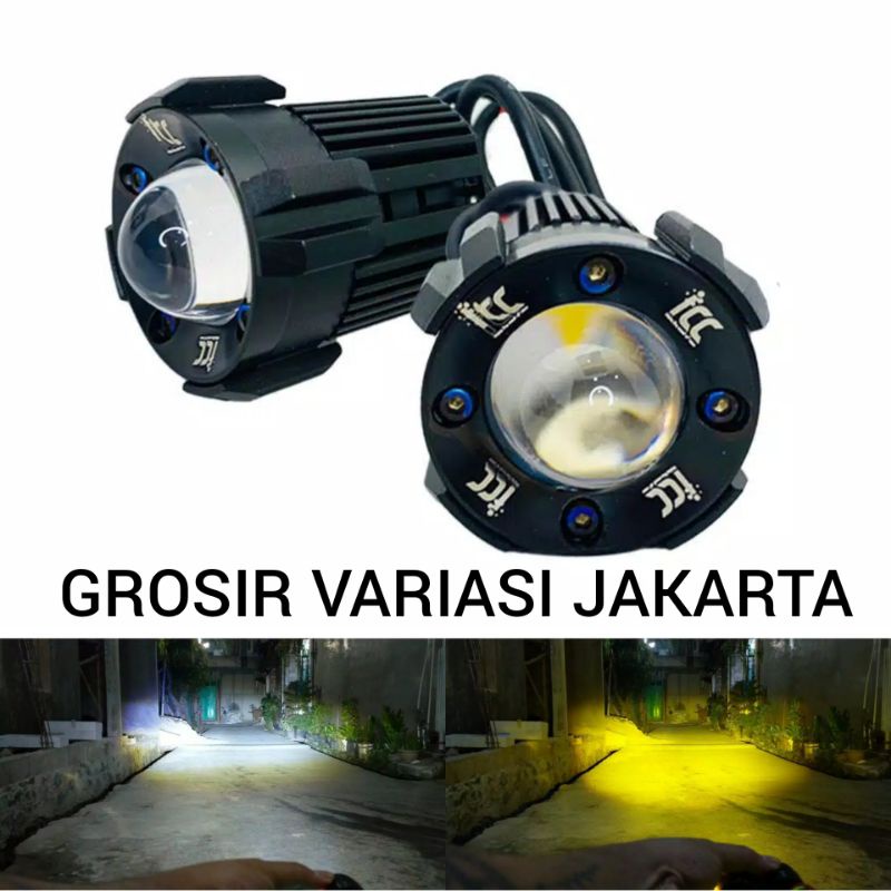 lampu tembak laser d2 td35 icc putih kuning hi lo super terang foglamp motor mobil