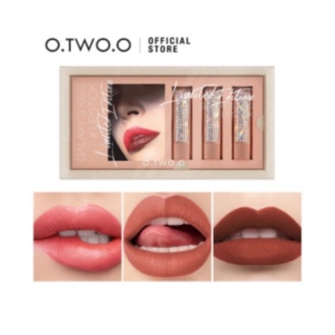 O Two O 3pcs Set Lipstick Matte Anti Air Tahan Lama LS LE002