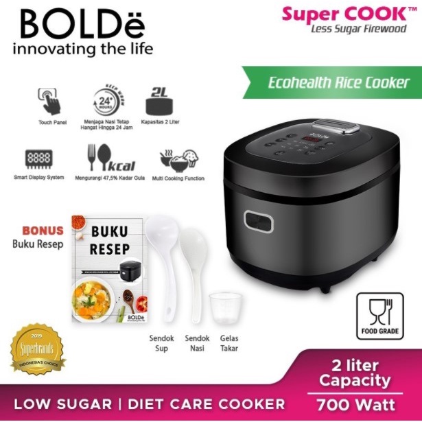 BOLDE Super Cook Less Sugar Firewood 2L Rice Cooker Magicom Digital