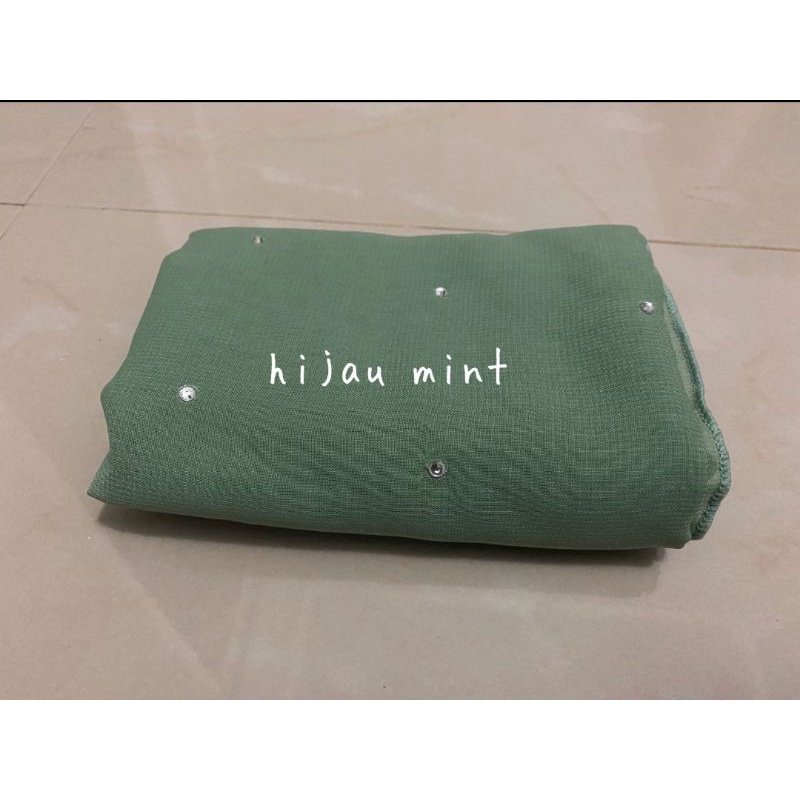HIJAB SEGIEMPAT SWAROSKI 1KG MUAT 11 PCS-Hijau mint