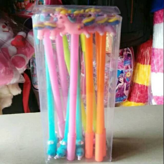 

paket 12 Pcs Pulpen my little pony karakter kuda pony Ballpoint Hitam Atk Pena Alat Tulis Sekolah