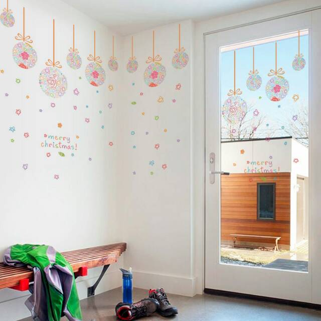 RELIZA Wall Sticker / Wallsticker / Stiker Dinding 60X90 GLASS CHRISTMAS BALL SK9071