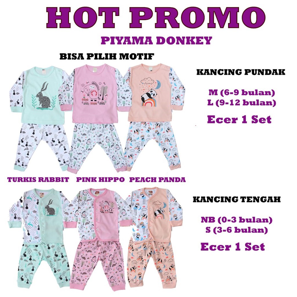 HOT SALE 1Pc Setelan Kazel Piyama DONKEY edition 0-16 bulan CBKS