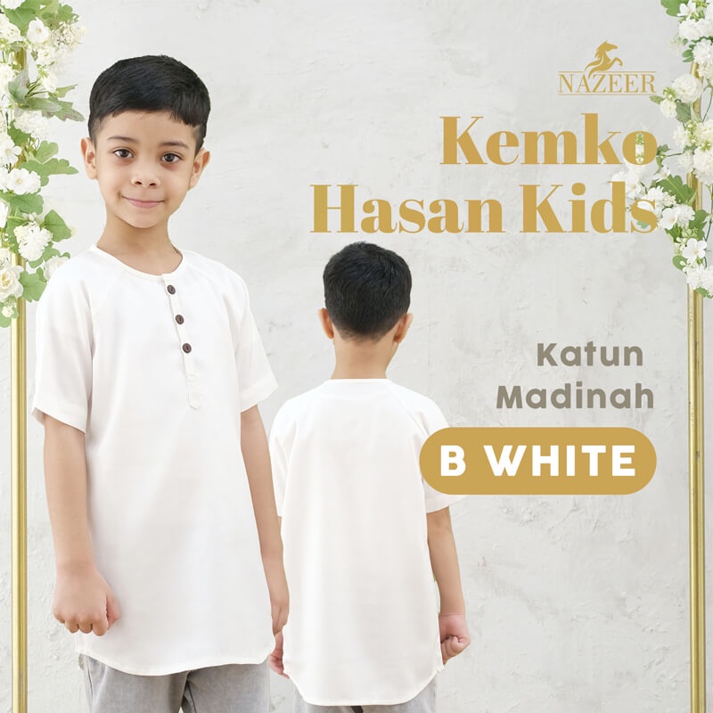 NAZEER Baju Muslim Koko Kurta Anak Cowok HASAN KIDS Lengan Pendek