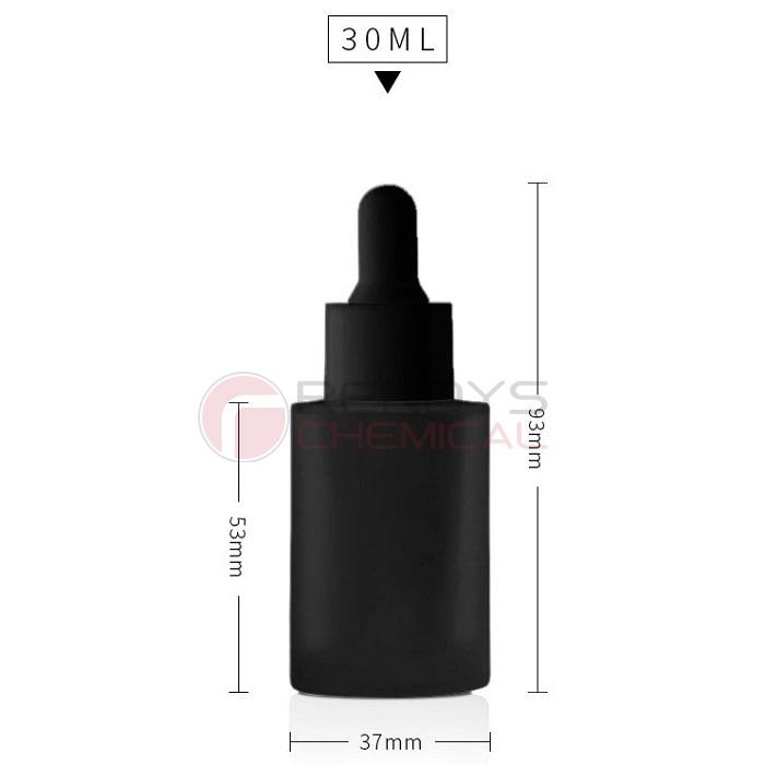 Botol Pipet Kaca Tebal Hitam Doff Bahu Datar 30ML / Botol Serum Hitam 30 ML / Pipette Bottle Black Doff Flat Shoulder