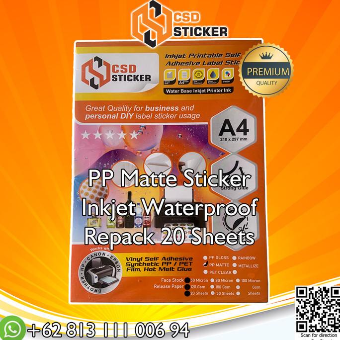 

(BISA COD) CSD Sticker Vinyl Print Inkjet A4 Waterproof Stiker Anti Air Repack 20 NEW Kode 1243