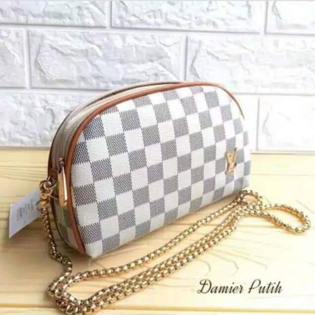 Tas import LV Damier putih