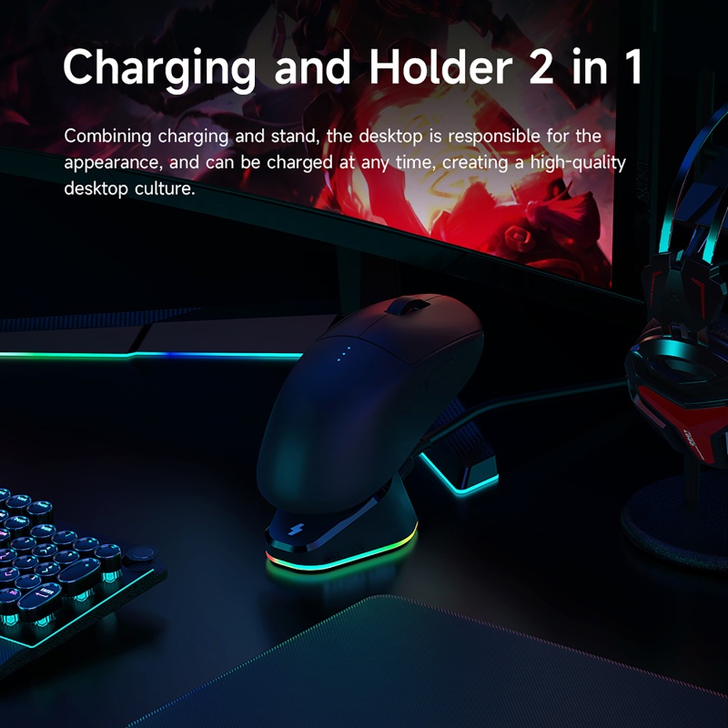 Vivi 2pcs Charging Dock Station Power Bank RGB Usb 3.0 Bahan ABS Untuk Logitech G502 GPW 1 / 2 G903 G703 Hero M