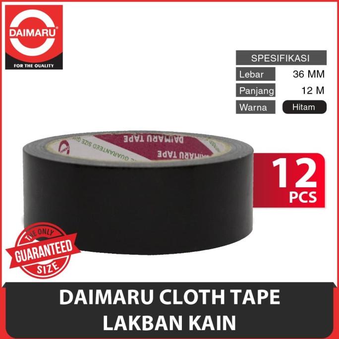 

[ varostore90 ] [Paket 12pcs] Daimaru Cloth Tape Lakban Kain Hitam 36 mm x 12 meter