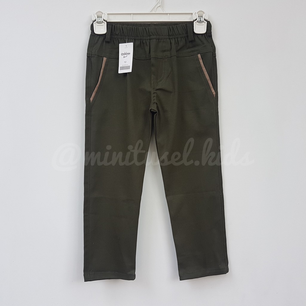  Celana  panjang  chinos anak  laki laki warna  hijau  army size 