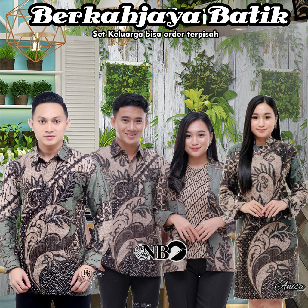 Set Batik Pakaian Keluarga Kemeja Panjang Pendek Pria Dan Wanita