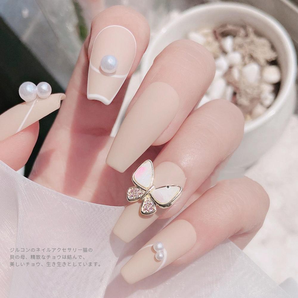 AUGUSTINA Agustina Ikatan Simpul Berlian Nail Art Charms Mutiara Mewah Rantai Liontin Nail Chains Perhiasan