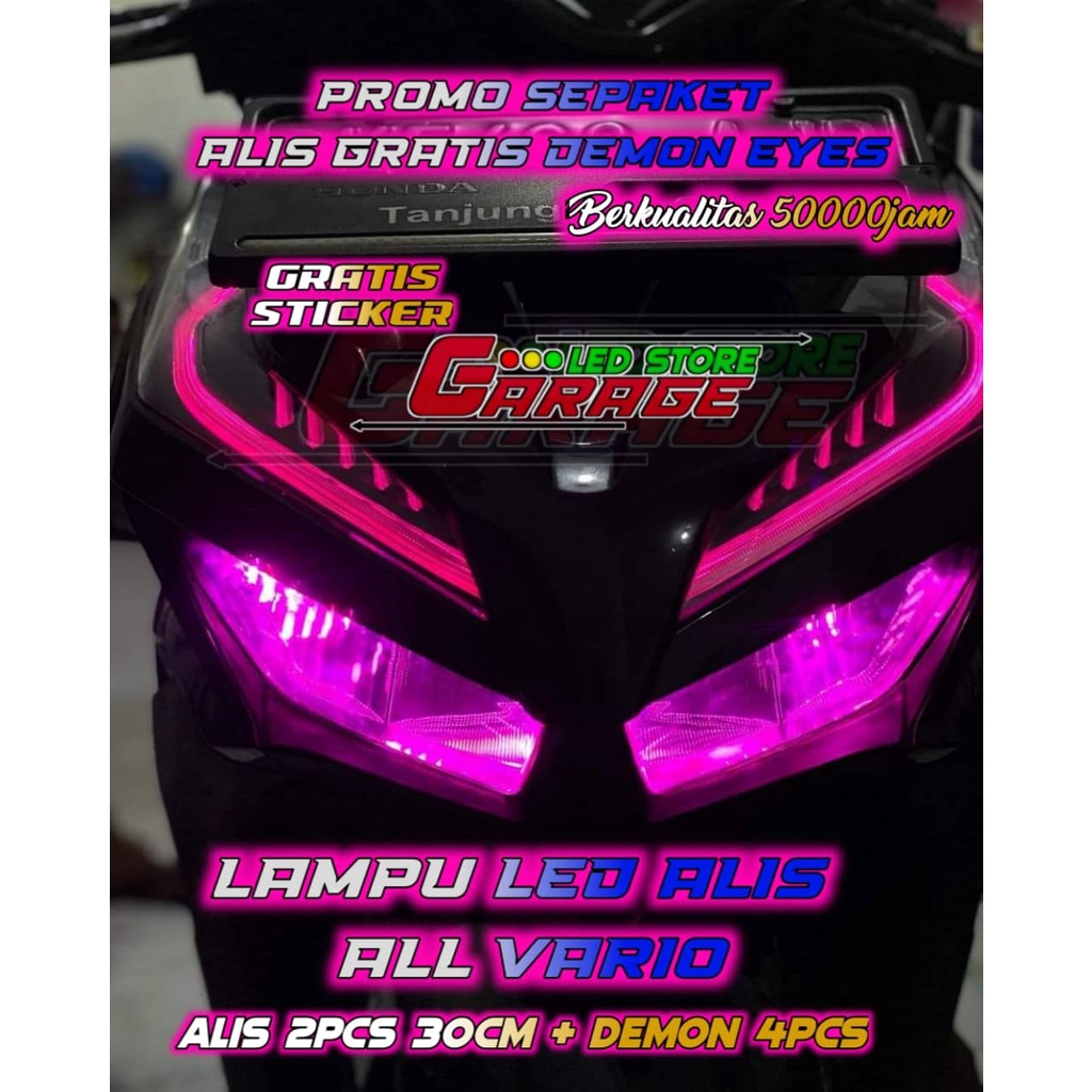 SEPAKET LAMPU LED ALIS DRL FLEXSIBEL ALL VARIO GRATIS DEMON EYES BERKUALITAS BAGUS FREE STICKER DAN KARDUS