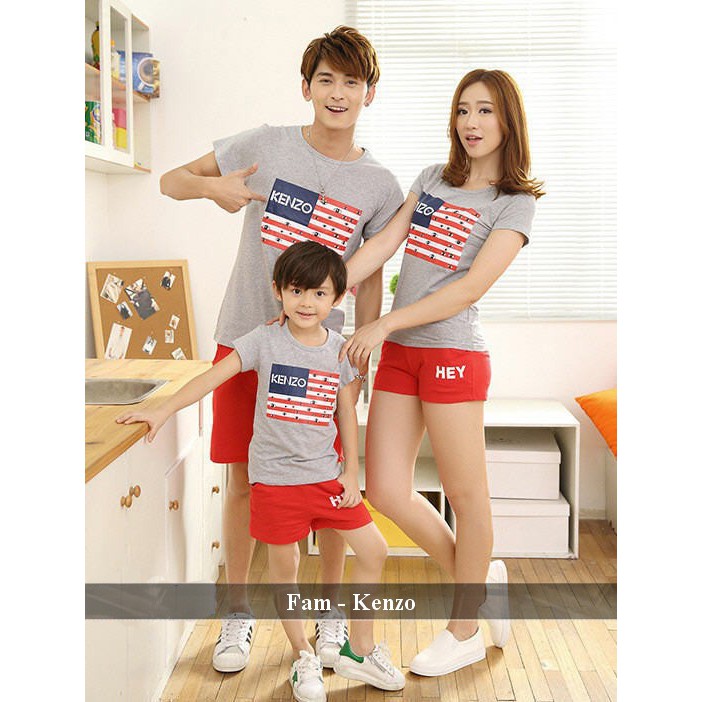 FAM KENZO ABU kaos  family lengan  pendek baju keluarga  