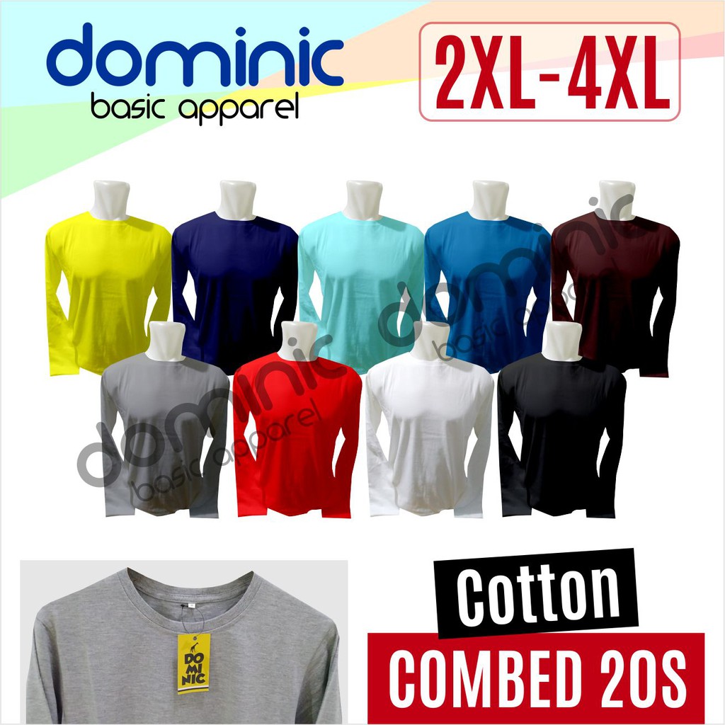  Kaos  polos DOMINIC lengan  panjang  JUMBO  BIG SIZE XXL XXXL 