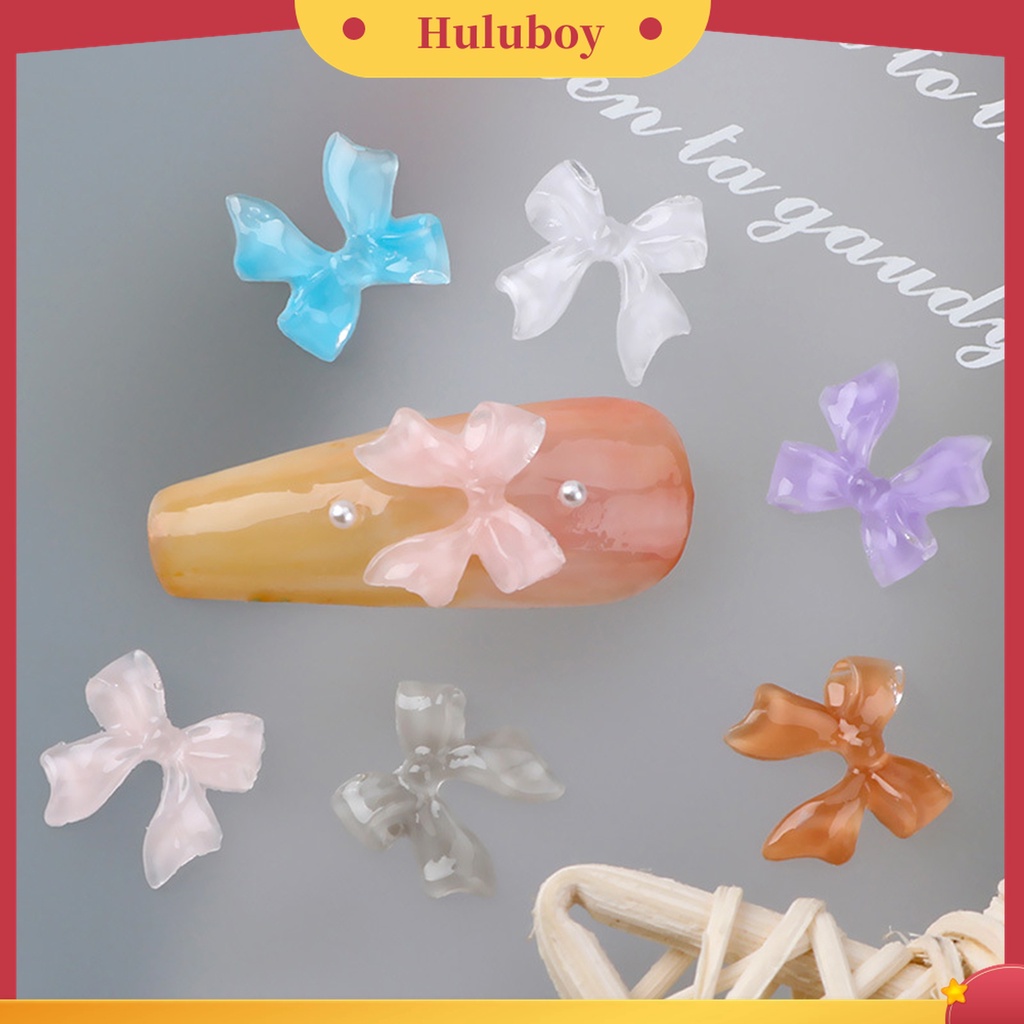 Huluboy Huluboy♡ 50 Pcs / Set Ornamen Dekorasi Kuku 3D Bentuk Ikatan Simpul Glitter Untuk Manicure Wanita