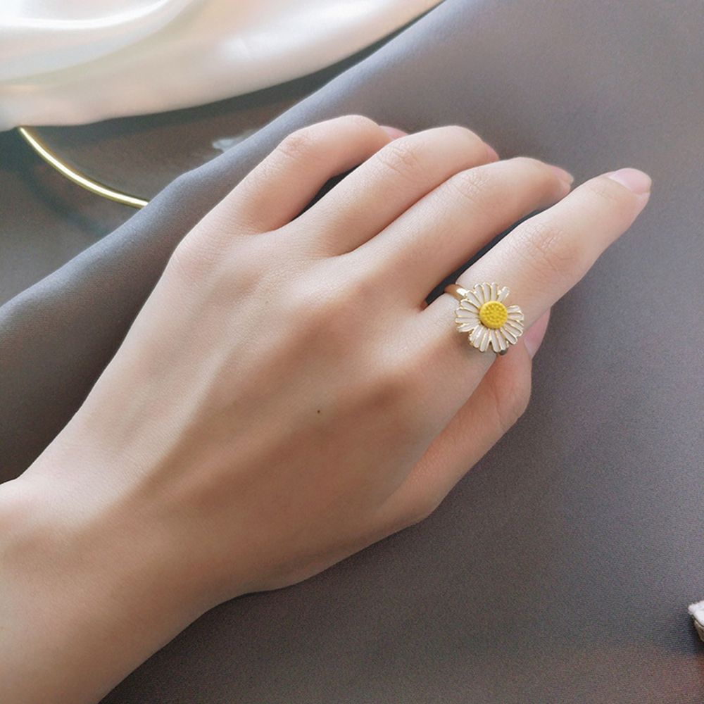 Gelang Cincin Rantai Dapat Disesuaikan Desain Bunga Matahari Daisy Kecil Untuk Perhiasan Wanita Sun Flower