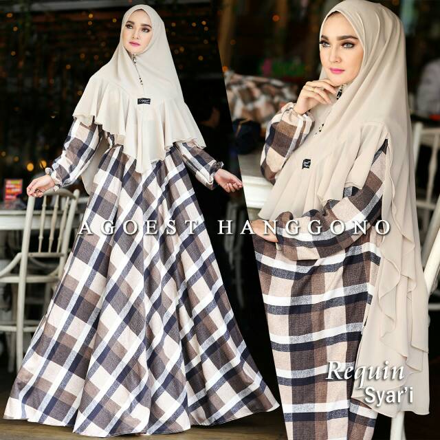 Gamis Syari Tartan Toyobo Requin Ori Branded by Agoest Hanggono READY