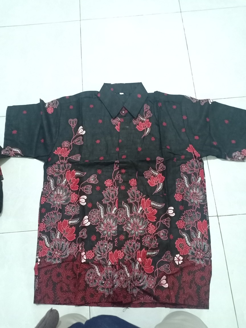 Batik Couple Keluarga Sania Ruffle Ori Ndoro Jowi Dnt Motif Sakura Merah