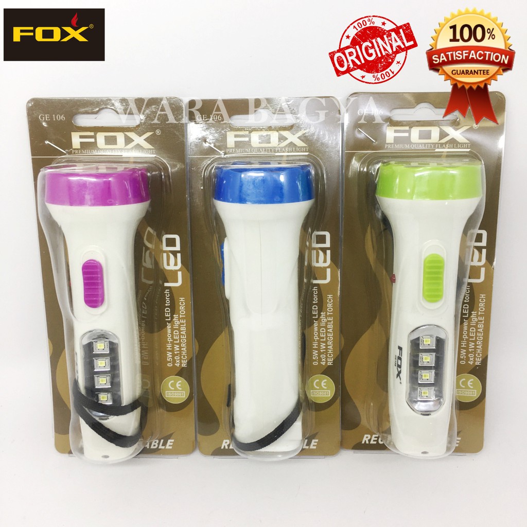 Senter Fox Cas Rechargeable GE 106 Lampu Darurat