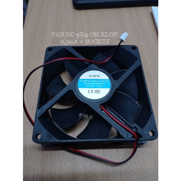 FAN DC 9X9 CM 12v 0,30A KLOP + SOCKET