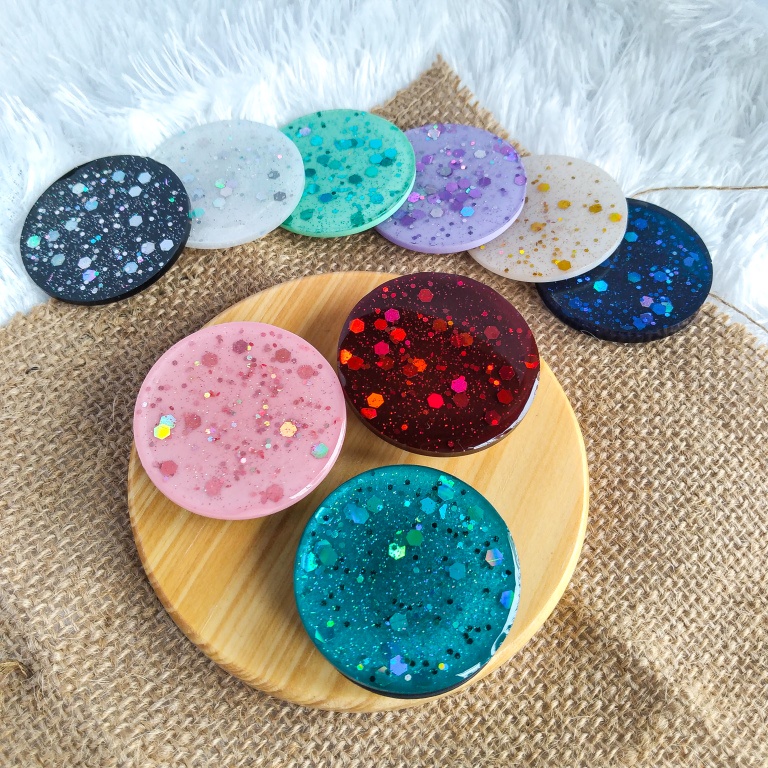 Aksesoris  phone holder popsocket pop socket griptok hp resin glitter