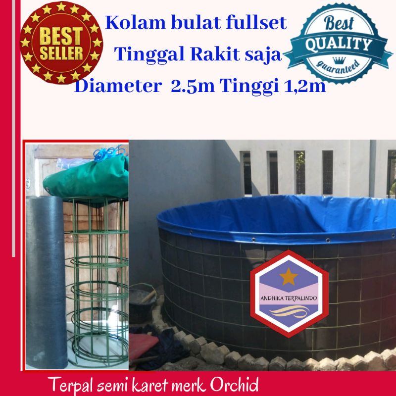 kolam terpal bulat Fullset Diameter 2,5t1,2 m