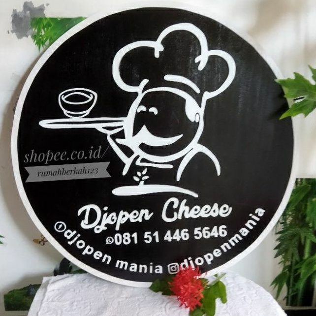 Outdoor 2 sisi D70/ Papan Nama Kayu Mahoni toko butik cafe tempat usaha