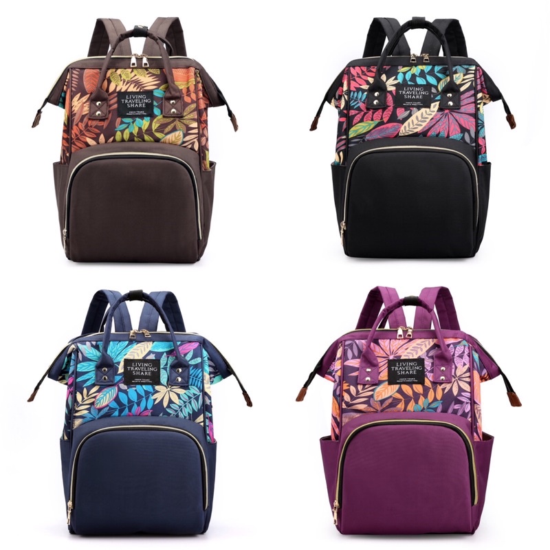 TAS BAYI 6007 - Tas Bayi LTS DAUN Tas Bayi Multifungsi Perlengkapan Popok Diaper Bag Ransel Backpack - H1