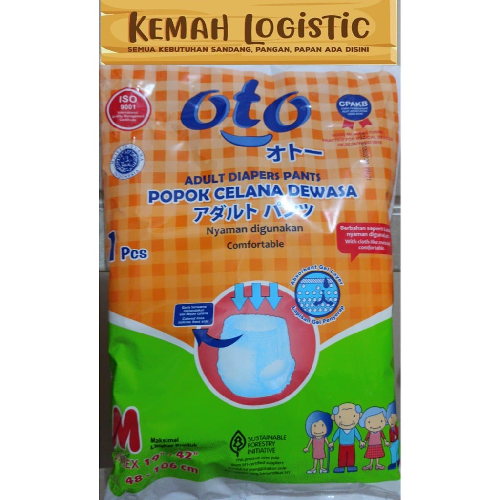 OTO PREMIUM POPOK DEWASA CELANA DIAPER SIZE M ISI 1 ukuran pinggang -48CM-106CM PROMO