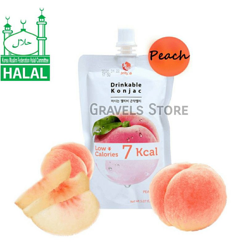 [Logo HALAL] Jelly B Peach Konjac Jelly - Konyaku Jeli Buah Persik Korea