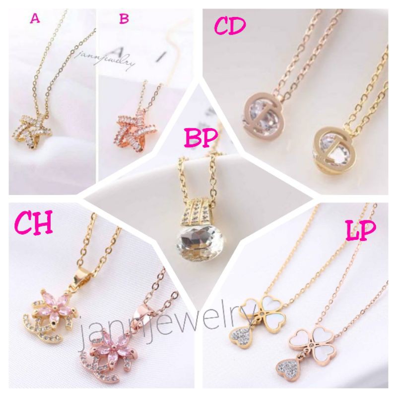 Kalung titanium asli KT-30 full mata zircon anti karat uk 45cm korea