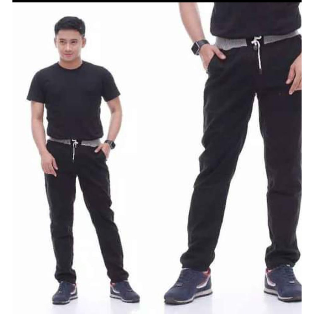 CELANA CHINOS RIP PANJANG PINGGANG KARET BAHAN DIAMOND STREET MELAR