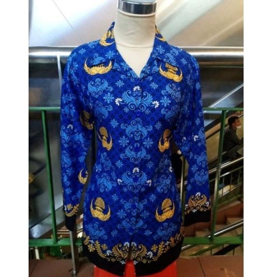 AJS.71379 ‣ Seragam KorpriTahun 2022 Baju Korpri Wanita Bahan Katun C40 / Korpri/  Batik KorpriSerag