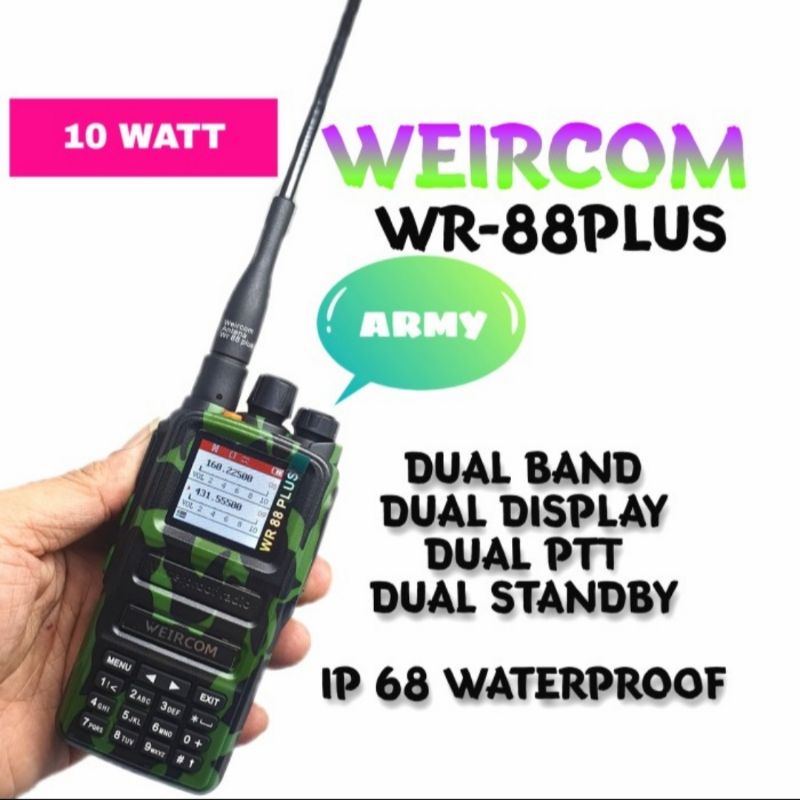 HT WEIRCOM WR 88 / WR88 PLUS 10WAT ANTI AIR DUALBAND GARANSI WEIRCOM WR 88 PLUS NEW