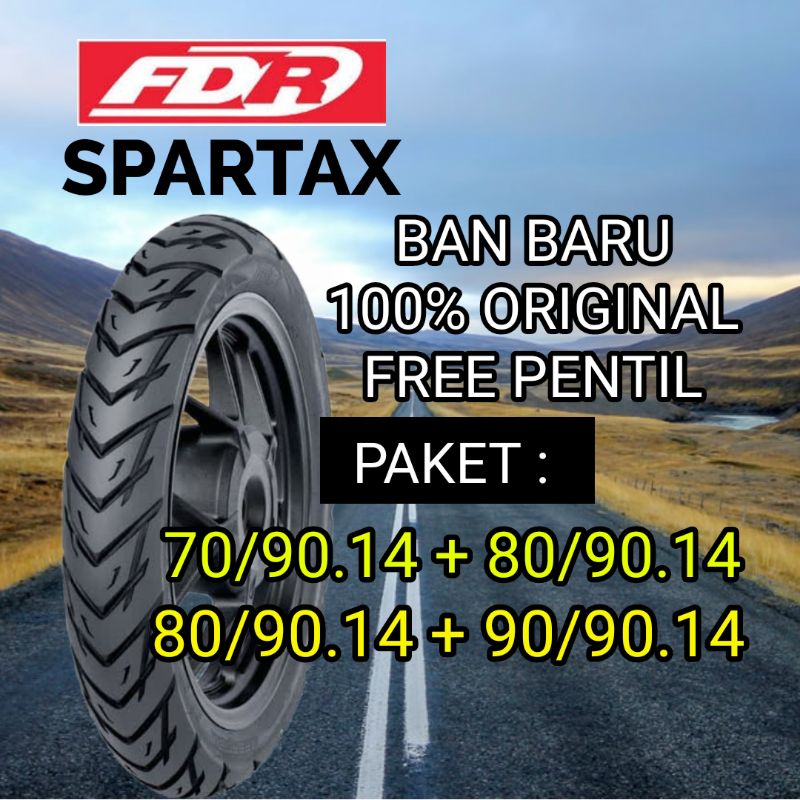 PAKET BAN TUBLES MATIC FDR SPARTAX (70/90.14 + 80/90.14) (80/90.14 + 90/90.14) BAN BARU, ORIGINAL, FREE PENTIL