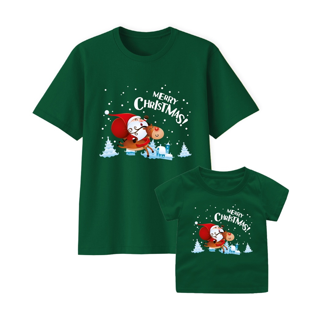 Naked &amp; Free Baju Kaos Natal Santa Snow Bayi Anak Remaja Dewasa Bahan Katun Combed 30s