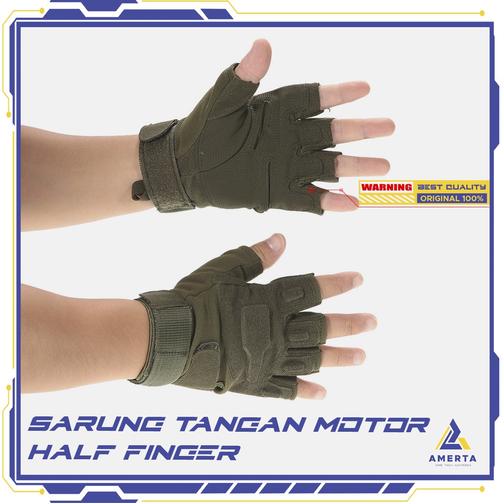 Black Eagle Sarung Tangan Motor Half Finger Size L