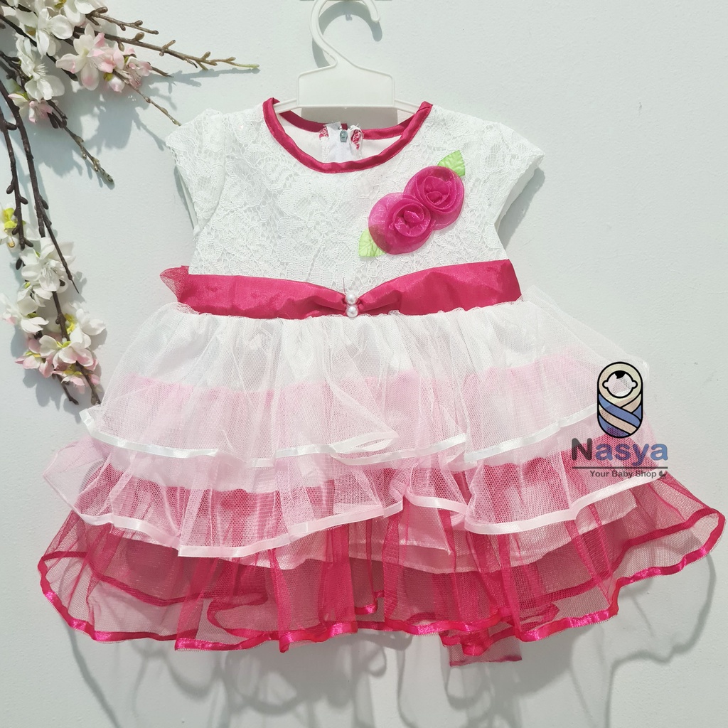 [KK-034] Baju Pesta Anak Dress Bayi Perempuan Lucu Brokat (0-6 bulan)