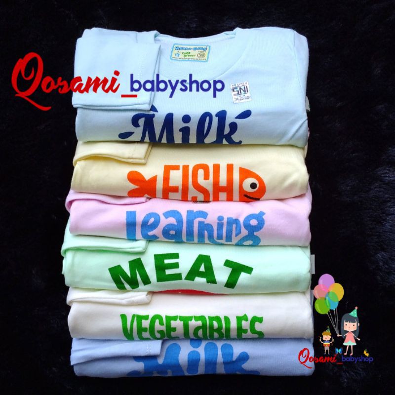 HELLO BABY 3 pcs Kaos Oblong Panjang Gambar Uk S,M,L,XL SNI