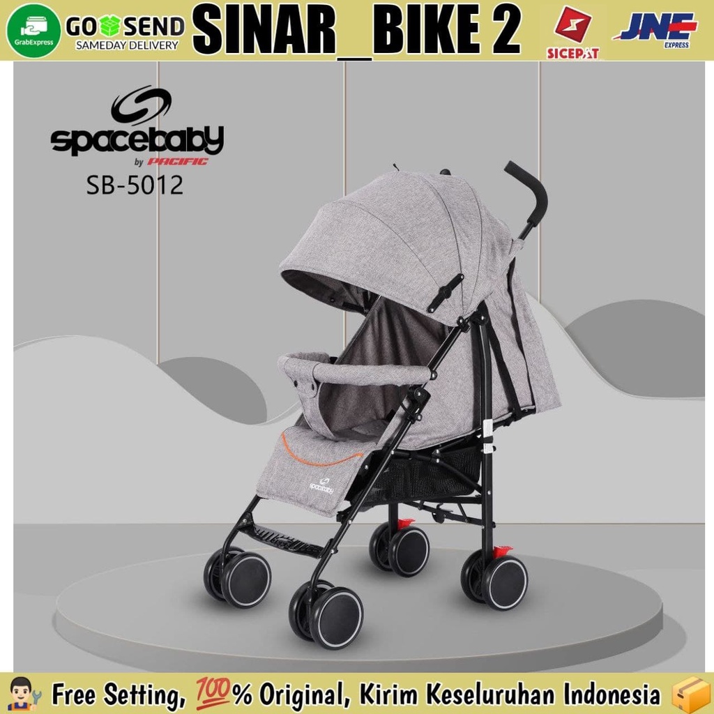 Kereta Bayi SPACEBABY SB-5012 New-Brown 3 Posisi Sandaran Duduk Rebahan Tidur Stroller