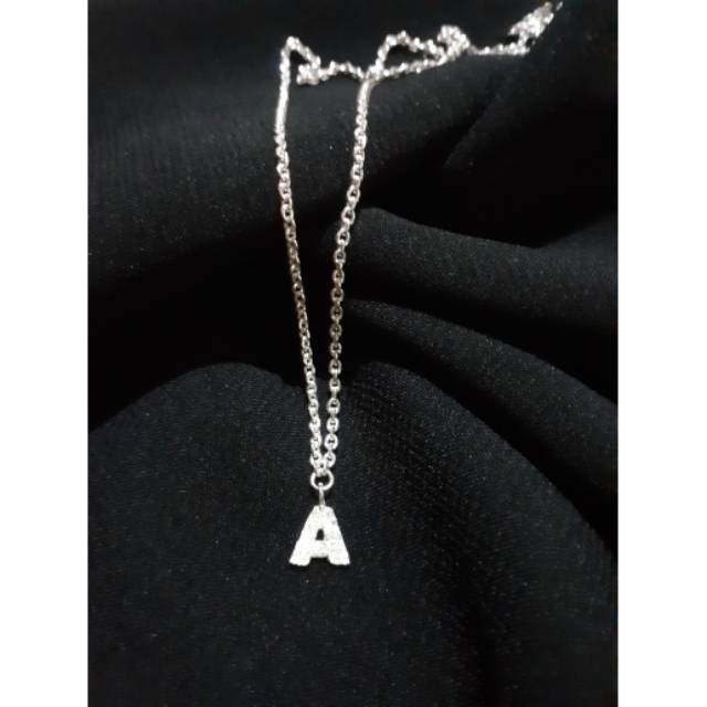 Kalung costume inisial kecil kalung inisial gisel perak asli