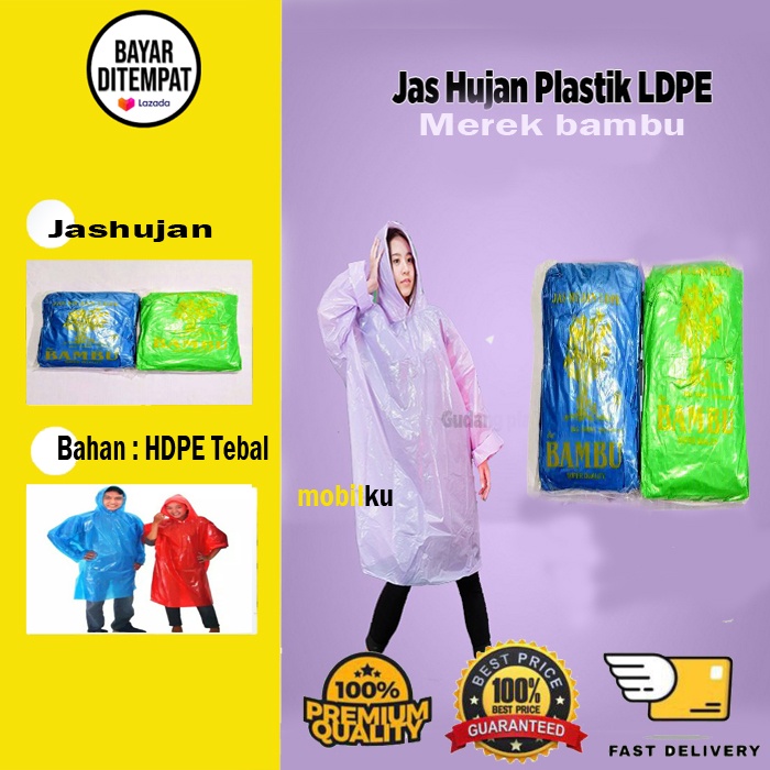 [BISA COD] Jas Hujan LDPE Plastik Poncho Ponco Raincoat Travel Ringan Event MURAH Tebal GOjek Grab Motor Sepeda