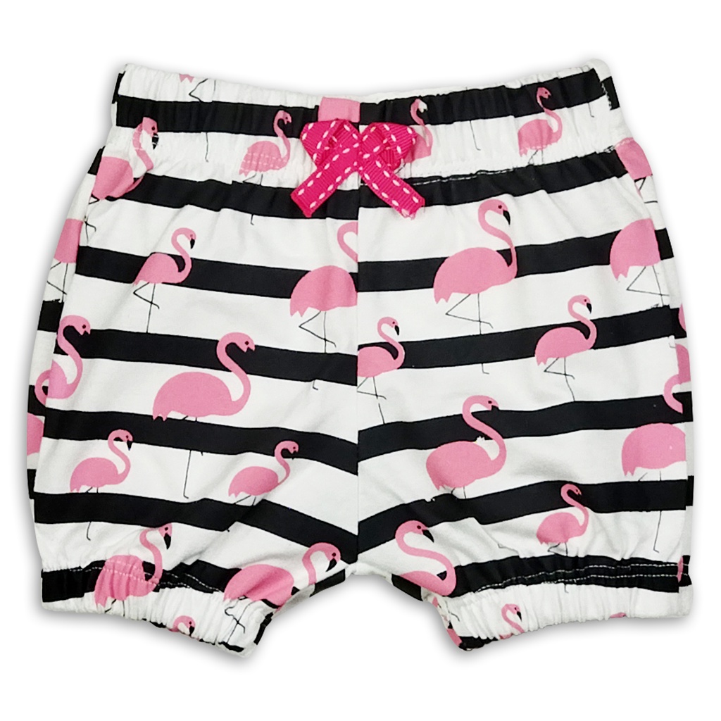 Bearhug Celana Pendek Bayi Perempuan Premium Full Printing XCD6 Cardet 6-18 Bulan-Salur Htm-Pth Bangau